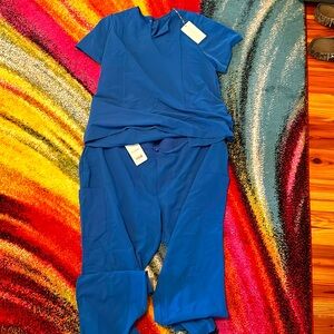 Mandala Royal Blue Scrub Set 2XL Petite New Cargo Pant